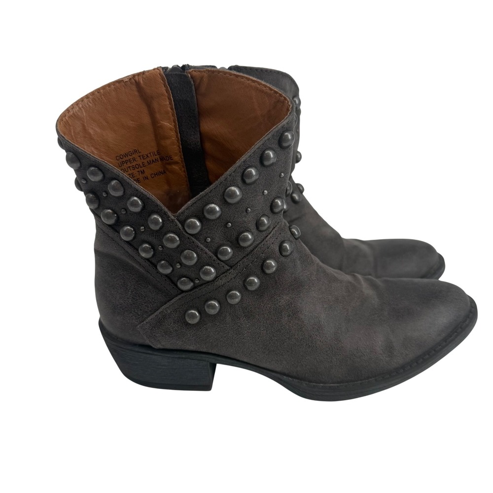 Coconuts by Matisse Cowgirl Ankle Boots Womens 7M Gray Studded Western Zip